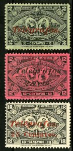 Guatemala Stamps VF Lot of 3 Overprint Revenues