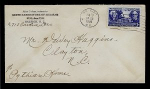 COVER #982 3c Washington and Lee State Lab RALEIGH N C JUN 20 1949 Postmark