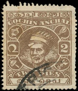 COCHIN (INDIAN STATE) Sc 63 USED-1943 2p Sri Kerala Varma
