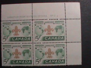 ​CANADA-1955-SC#356 8TH ANNIVERSARY OF BOY SCOUTS JAMBOREES-ONT. IMPRINT BLOCK