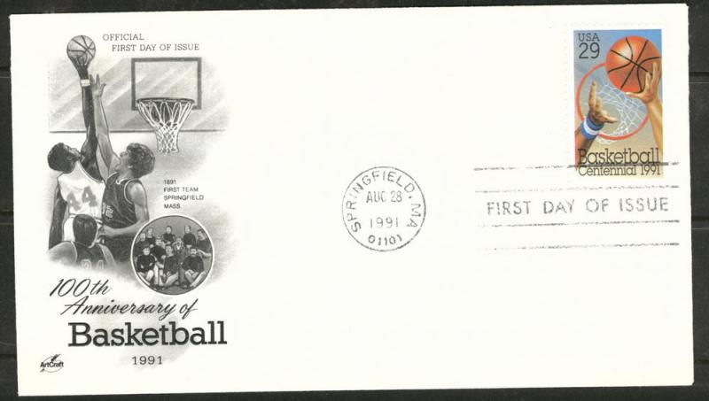 2560 FDC Basketball stamp on Art Craft Cache U/A