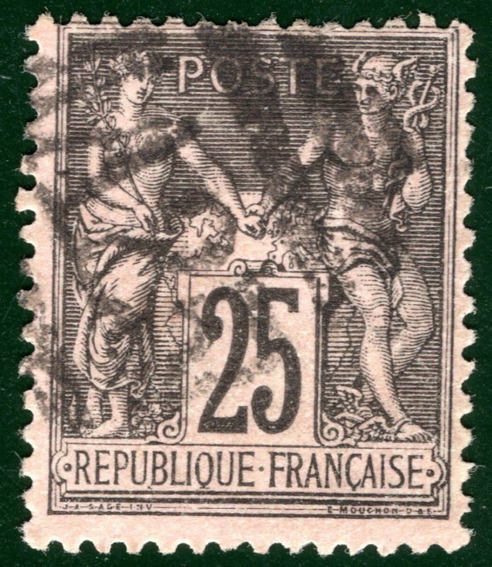 FRANCE Used Abroad GBPO MALTA *A25* Numeral 25c (1886) PEACE & COMMERCE SGREEN74