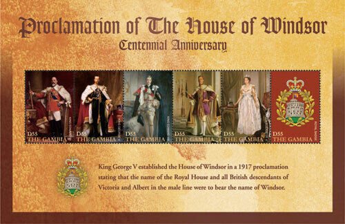 Gambia 2017 - Proclamation of the House of Windsor Centennial - Sheet of 6 - MNH