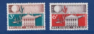 Belgium  #570-571  MNH 1961  conference.  senate building