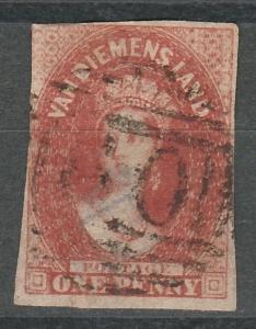 TASMANIA 1855 QV CHALON 1D WMK STAR IMPERF