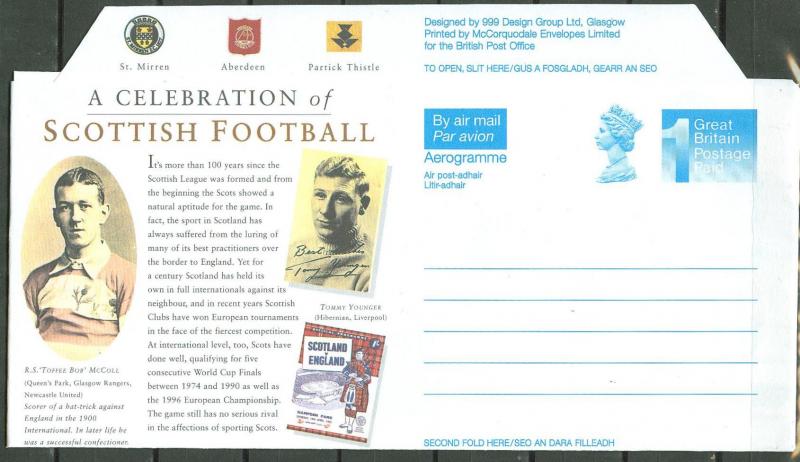 Great Britain-Scotland Aerogramme Scottish Football Mint