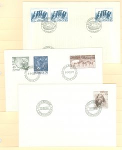 Sweden 1155/1212-14/1234 1977-78 3 U/A FDCs; birds, bears, horses