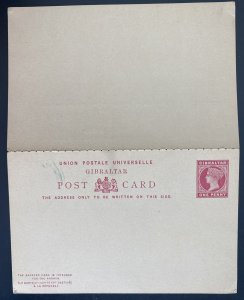 Mint Gibraltar Postal Stationery Reply Postcard One Penny Red