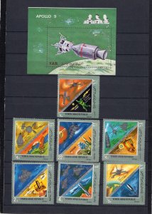 YAR 1969 SPACE FLIGHTS 2 SETS OF 7 STAMPS & 2 S/S PERF. & IMPERF. MNH