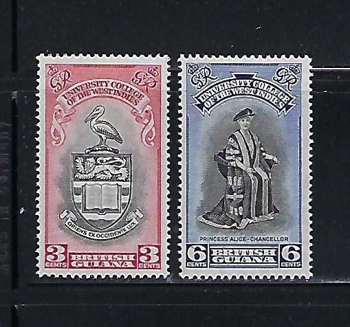 BRITISH GUIANA SCOTT #250-251 1951 UNIVERSITY ISSUE  - MINT LIGHT  HINGED