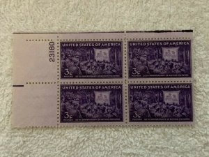 Scott 926 Plate Block Of 4 Motion Pictures MNH 1944
