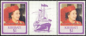 Kiribati #495-499, Complete Set(5), Pairs, 1987, Royalty, Ships, Never Hinged
