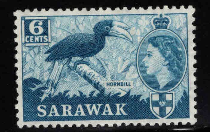 SARAWAK Scott 200 MH* QE2 Hornbill Bird stamp