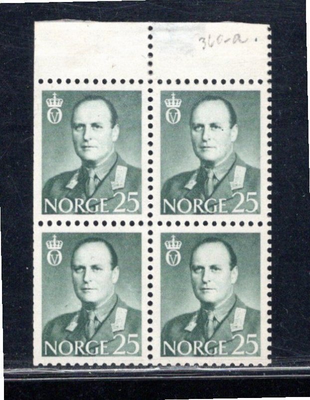 NORWAY SC# 360 BK/4 FVF/MOG