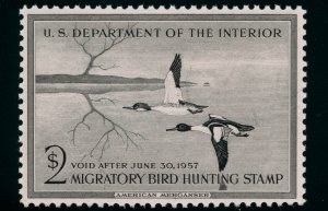 US RW23 $2 1956 Hunting Permit Stamp American Merganser VF-XF NH