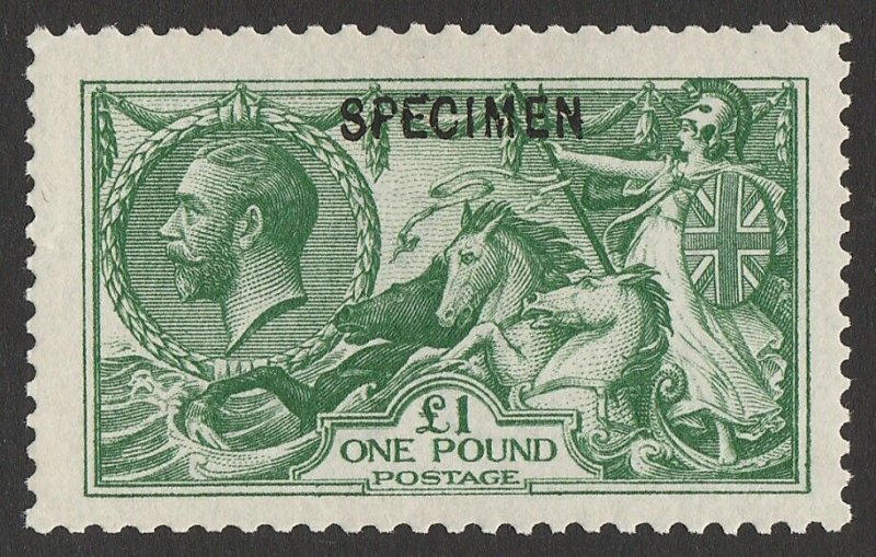 GREAT BRITAIN 1913 KGV Seahorses £1 deep green, SPECIMEN. SG 403s cat £3000.