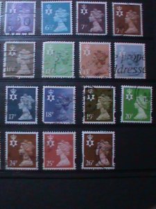 NORTHERN ​IRELAND-1971-NIMH1//46 30 DIFFERENT ELIZABETH II RARE USED EST. $42