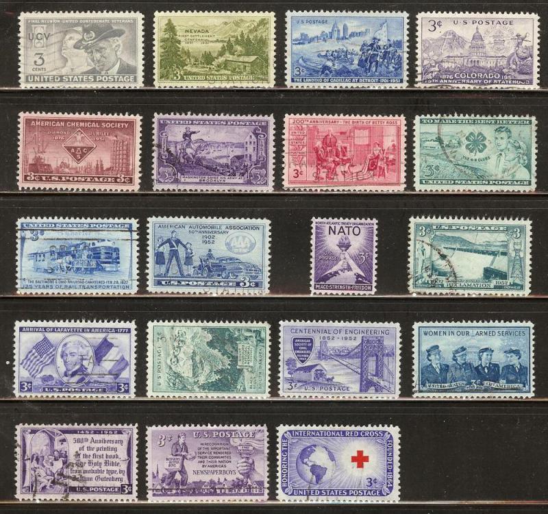 U.S. Used Commemoratives All From 1951 to 1952