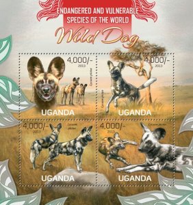 UGANDA - 2013 - Wild Dogs - Perf 4v Sheet - Mint Never Hinged