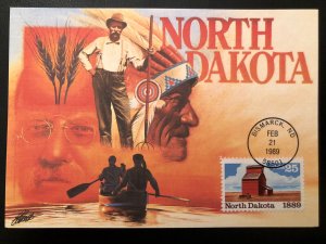 1989 North Dakota FDC 25c Maxi Card Maximum Scott 2403