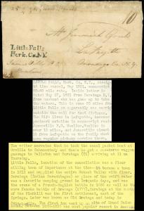 BK Straight Line LITTLE FALLS, HERK. CO. NY Cancel, May 1851 Ms, READ ENCLOSURE!