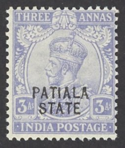 India Patiala Sc# 55 MH 1926 3a overprint King George V