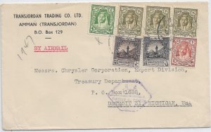 Amman, Transjordan to Detroit, Mi 1942 Transjordan censor (C5489)