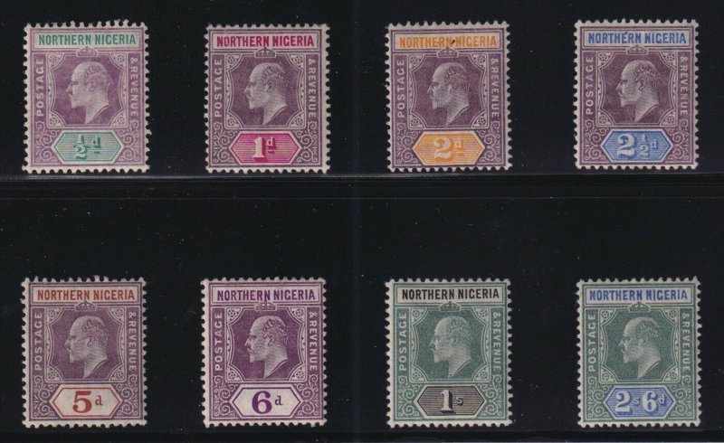 Northern Nigeria Sc #19-26 (1905) 1/2d to 10/- King Edward VII Set Mint H