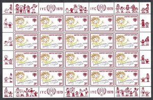 United Nations #310-311 15¢ & 31¢ Year of the Child. Two sheets of 20.  MNH