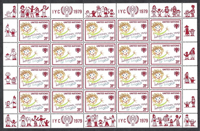 United Nations #310-311 15¢ & 31¢ Year of the Child. Two sheets of 20.  MNH