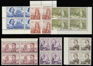 Australia 1963 QEII set complete in blocks of four superb MNH. SG 355-360.