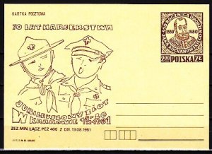 Poland,  AUG/81 issue.  Scout Jubilee cachet & cancel on Postal card.