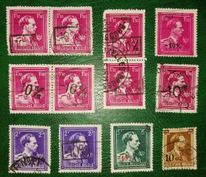 BELGIUM 1946 Discount Overprint Variety Selection King Leopold III Stamps
