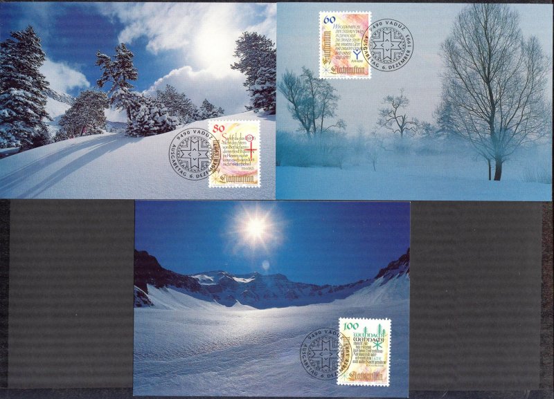 Liechtenstein 1993 Christmas 3 Maxi Cards FDC