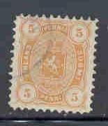 Finland Sc 18 1875 5 p orange Coat of Arms stamp used