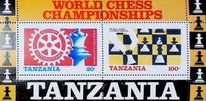 World Chess Champ. 1986 London & Leningrad Rotary Tanzania MNH** Sheet 14996-