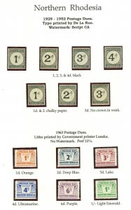 SG D1-D4 Northern Rhodesia + extras including SG DBab (No cross in watermark)...