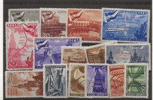 Russia 1947  2 sets and a port set sg.1270-80, 1282-5 lightly  MH