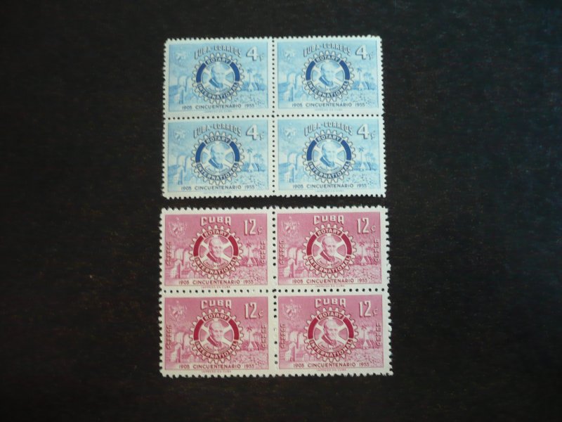 Stamps - Cuba - Scott#536,C109 - Mint Hinged Set of 2 Stamps in Block of 4