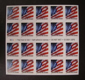 Scott 3549a, 34c United We Stand, Booklet of 20, #B3333, MNH Beauty