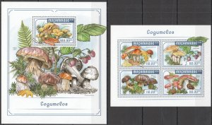 HM1236 2018 MOZAMBIQUE MUSHROOMS FLORA NATURE #9349-2+BL1310 MNH