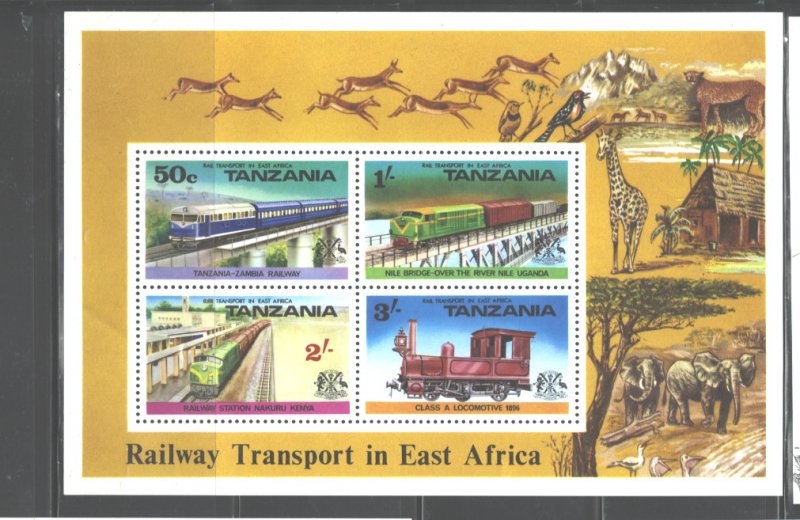 TANZANIA 1976  TRAINS MS   #65a   MNH