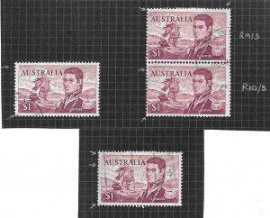 1966 Australia 415 (4) $1 Flinders used with frame line flaws