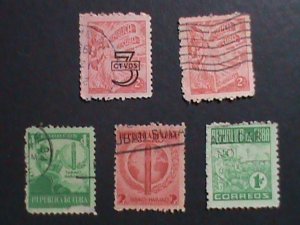 ​CUBA-1939-48  CUBA CIGARS MANUFACTURE STAMPS- THE MOST HARD TO FIND USED VF