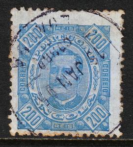 ANGOLA — SCOTT 35 — 1893-94 200r KING CARLOS — USED — SCV $17.50