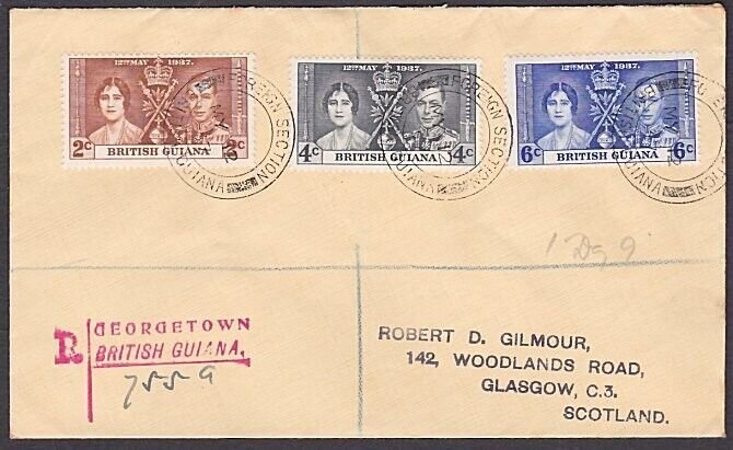 BR GUIANA 1937 Coronation set on FDC.......................................a3651