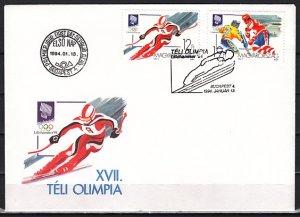 Hungary, Scott cat. 3419-3420. Lillehammer W. Olympics.  First day cover. ^