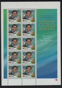 AUSTRALIA, 1883, MNH, SHEET OF 10,2000,  AUSTRALIAN GOLD MEDALISTS 2000 OLYMPICS