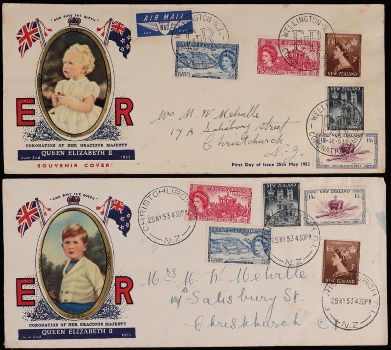 NEW ZEALAND 1953 Coronation sets on long First Day Covers (5).