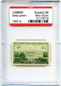 US SCOTT #990 MINT-SUPERB-OG-NH GRADED 98 PSE ENCAPSULATED SMQ $55 (7/31/24 GP)